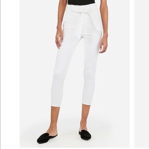 Express Super High Rise Cropped White Legging Jean